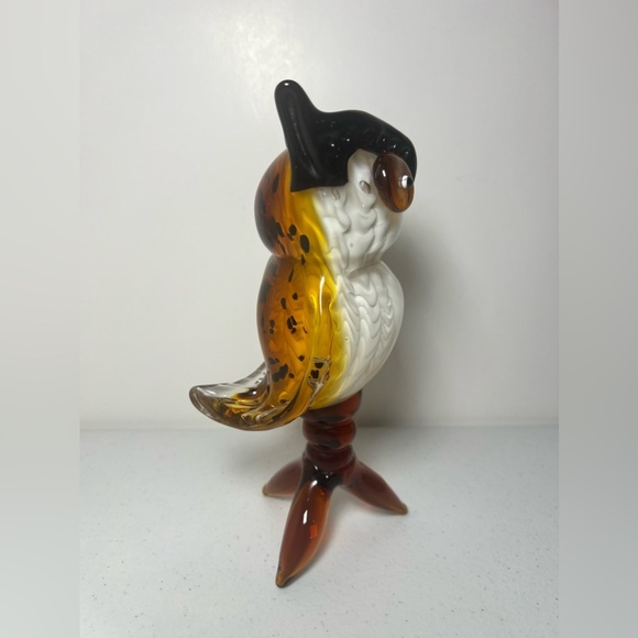 GCA Hand Blown Glass Amber Perched Owl Vintage Heavy MCM - Picture 7 of 16